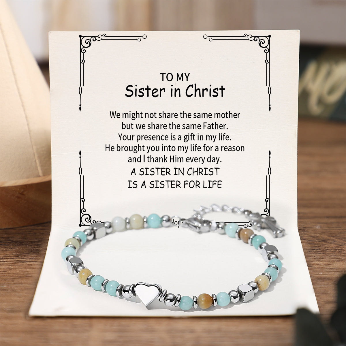 To My Sister - A Sister In Christ Is A Sister for Life - Religious Cross Bracelet