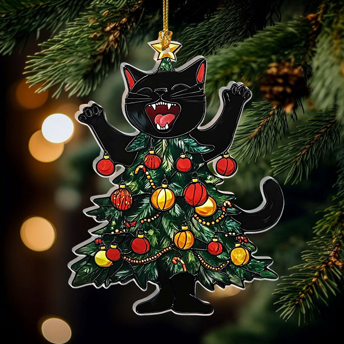 Funny Cat Christmas Ornament, Unique Cat Gift