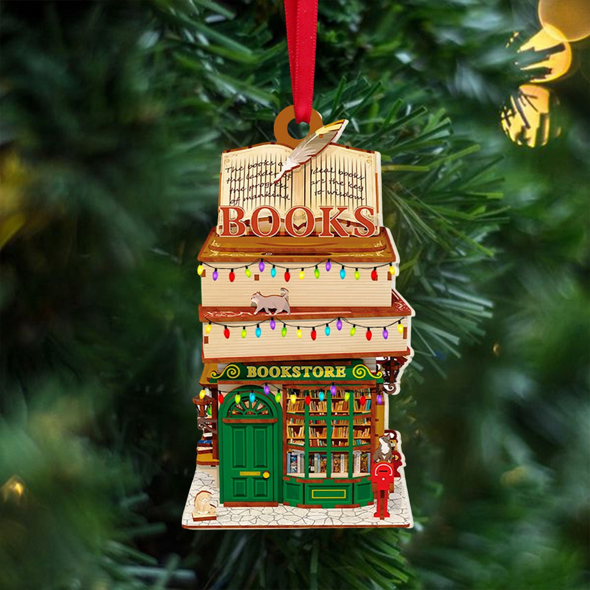 Christmas Bookstore Ornament, Perfect Gift For Book Lovers Book Club Ornament