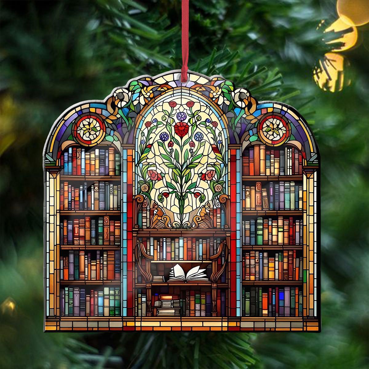 Library Bookshelf Christmas Ornament, Perfect Gift For Book Lovers Book Club Ornament