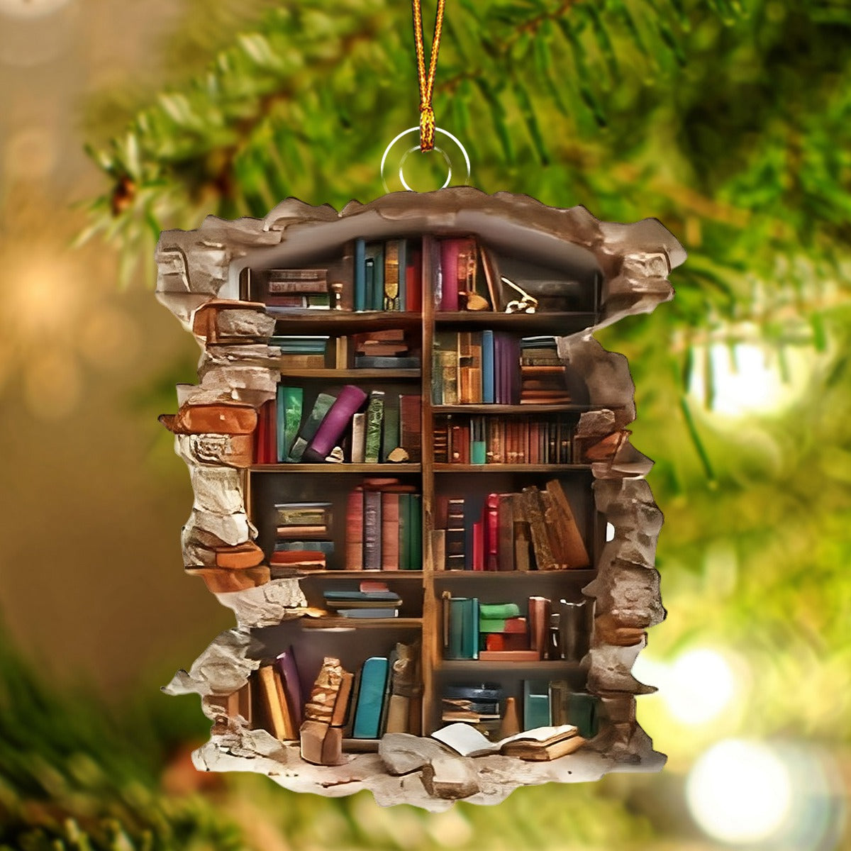 Fun Bookshelf Christmas Ornament - Unique Book Lover Gift