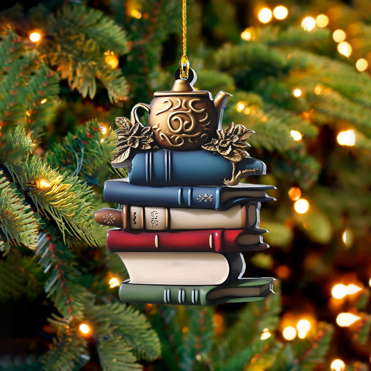 Christmas Tree bookshelf Ornament, Book Lovers Gift