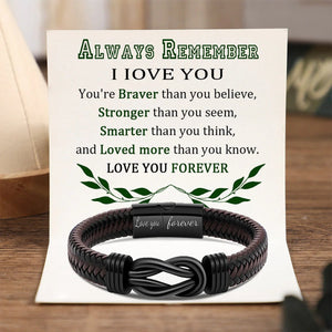 To My Man - You Are The One I Want To Be With - Men Infinity Leather Bracelet