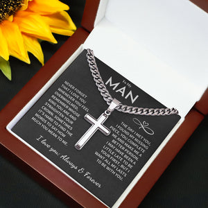 My Man Gift- Cuban Chain with Artisan Cross Necklace