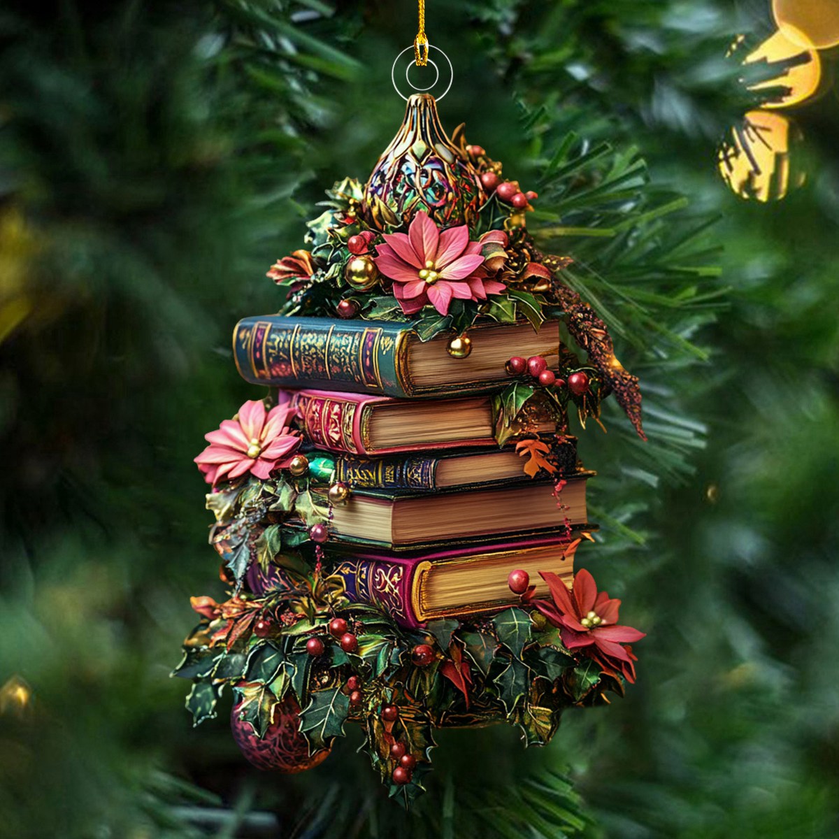 Library Glow Book Ornament, Gift For Bookish Lovers