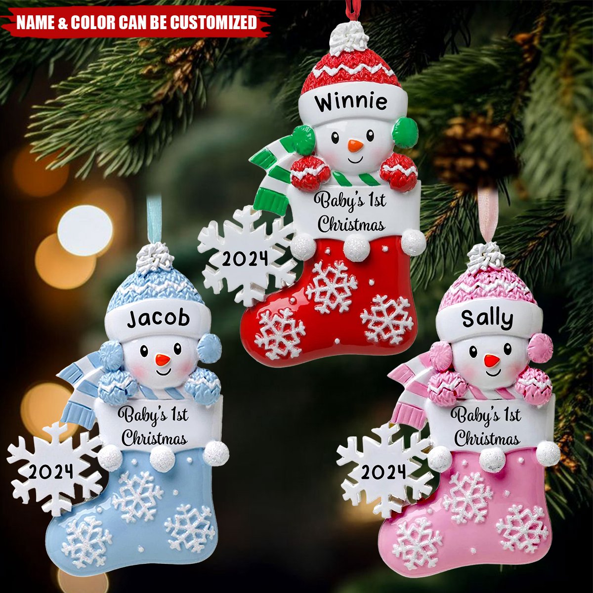 Baby's First Christmas Personalized Handwritten Poly Resin Christmas Ornament