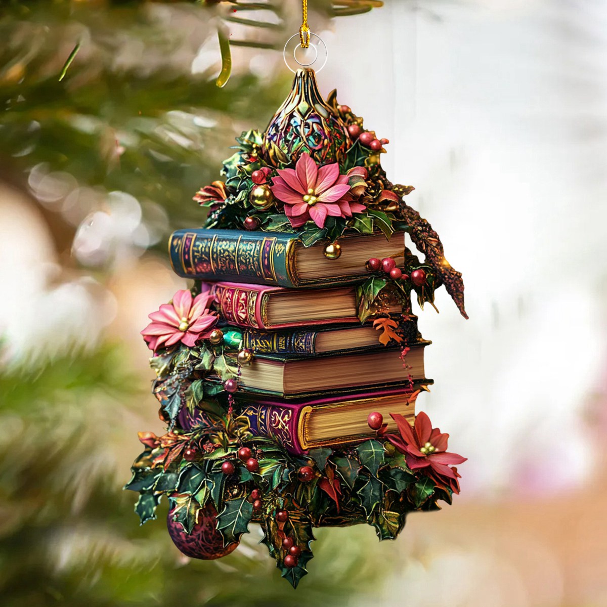 Library Glow Book Ornament, Gift For Bookish Lovers