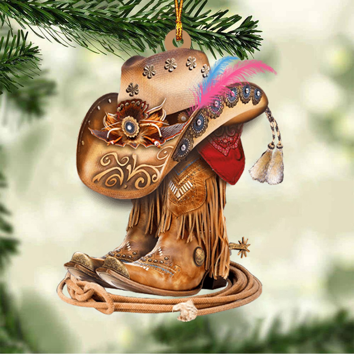BOOTS AND HAT COWBOY Christmas Ornament