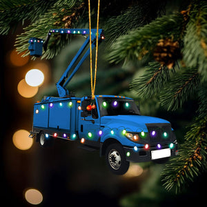 Lineman Bucket Truck Ornament, Christmas Gift for Lineman