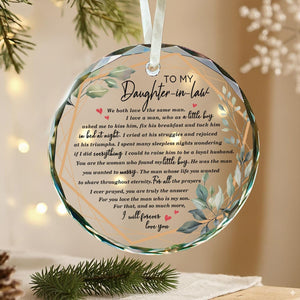 To My Daughter-in-Law I Will Forever Love You Glass Christmas Ornament