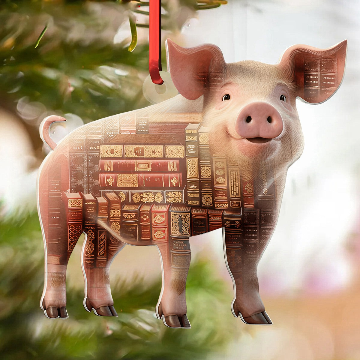 Pig Book Ornament - Gift For Book Lovers- Christmas Gift