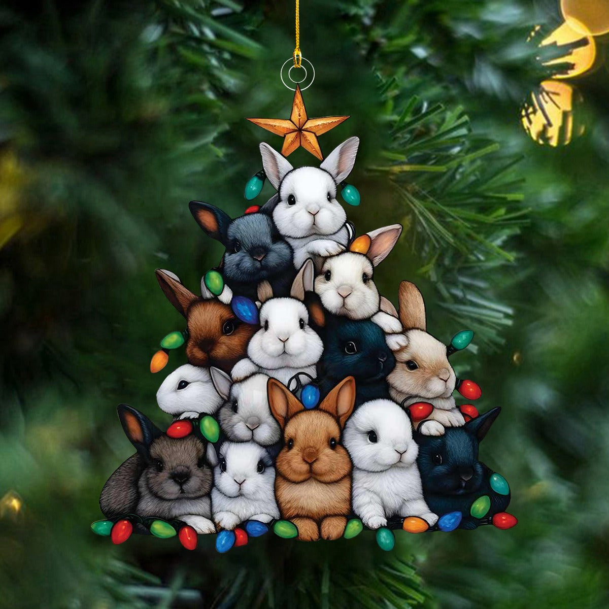 Rabbit Christmas Tree Ornament - Perfect Gift For Rabbit Lovers