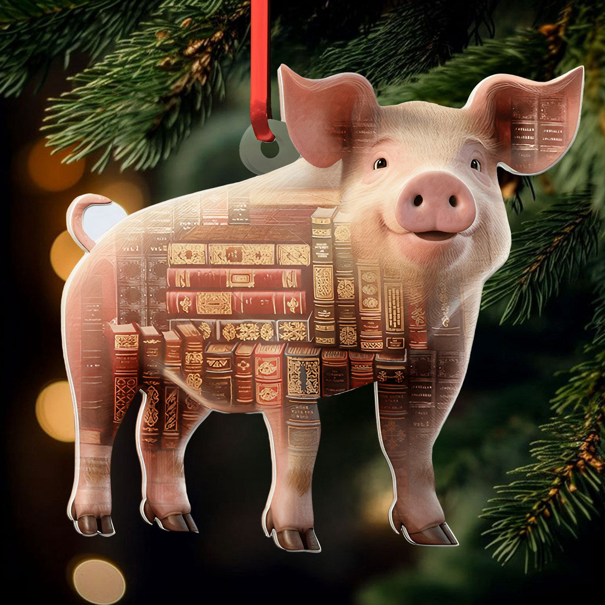 Pig Book Ornament - Gift For Book Lovers- Christmas Gift