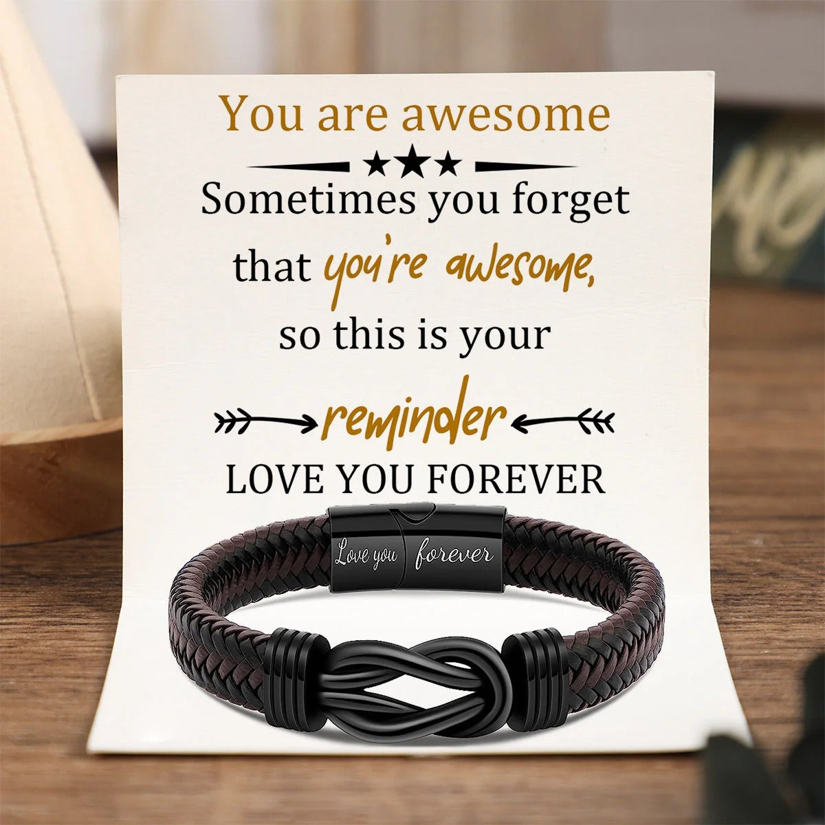 To My Man - You Are The One I Want To Be With - Men Infinity Leather Bracelet