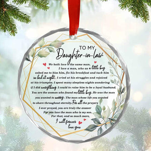 To My Daughter-in-Law I Will Forever Love You Glass Christmas Ornament