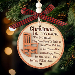 Christmas in Heaven Memorial Ornament Wooden Rocking Chair 2 Layers Wooden Ornament