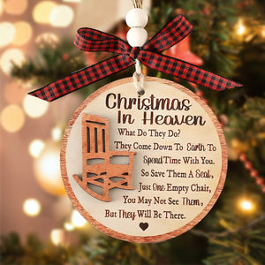 Christmas in Heaven Memorial Ornament Wooden Rocking Chair 2 Layers Wooden Ornament