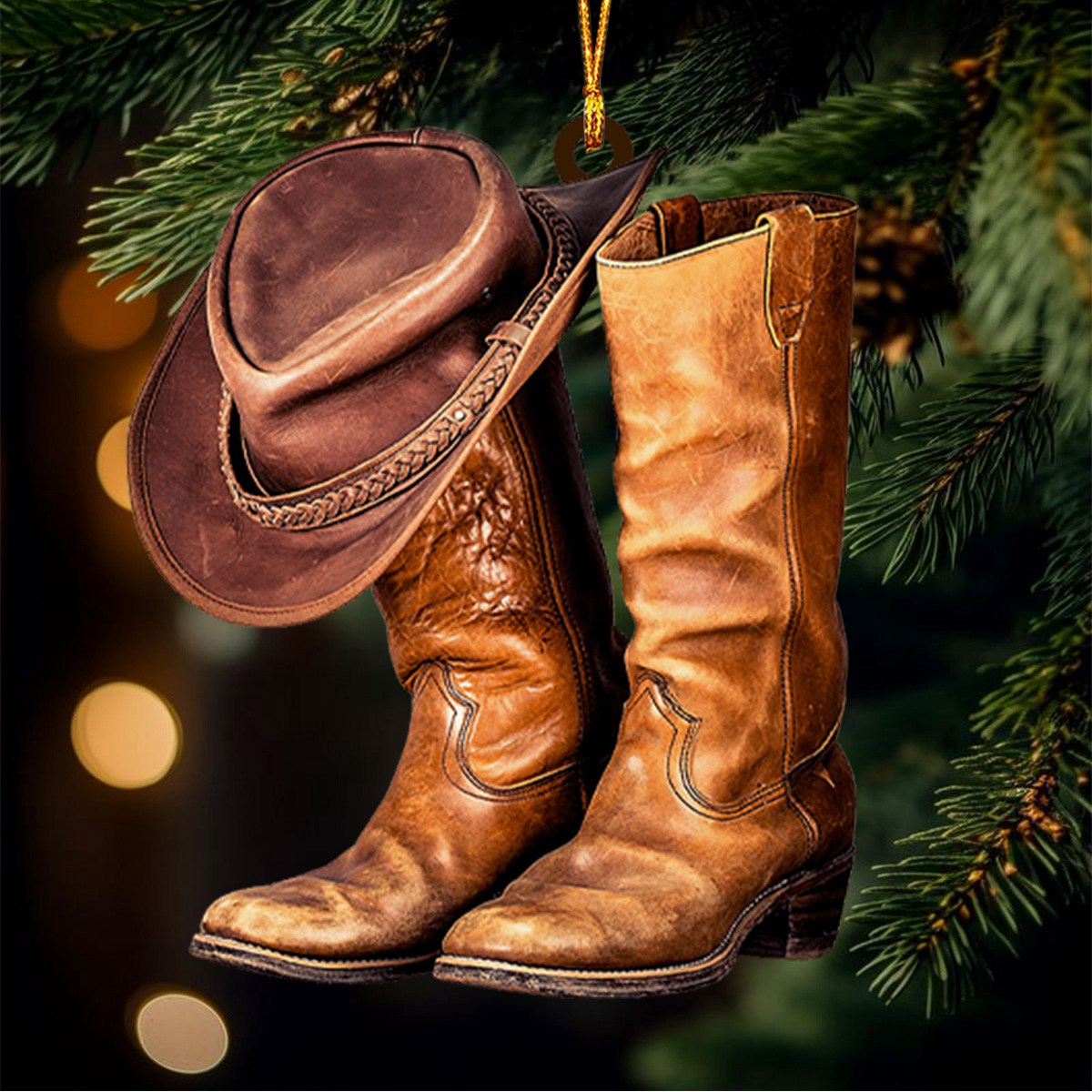 BOOTS AND HAT COWBOY Christmas Ornament