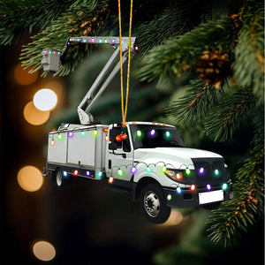 Lineman Bucket Truck Ornament, Christmas Gift for Lineman