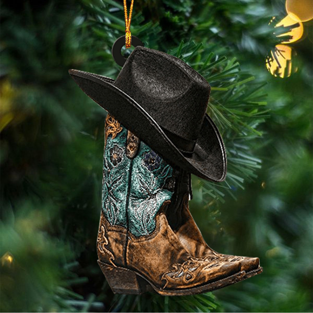 BOOTS AND HAT COWBOY Christmas Ornament