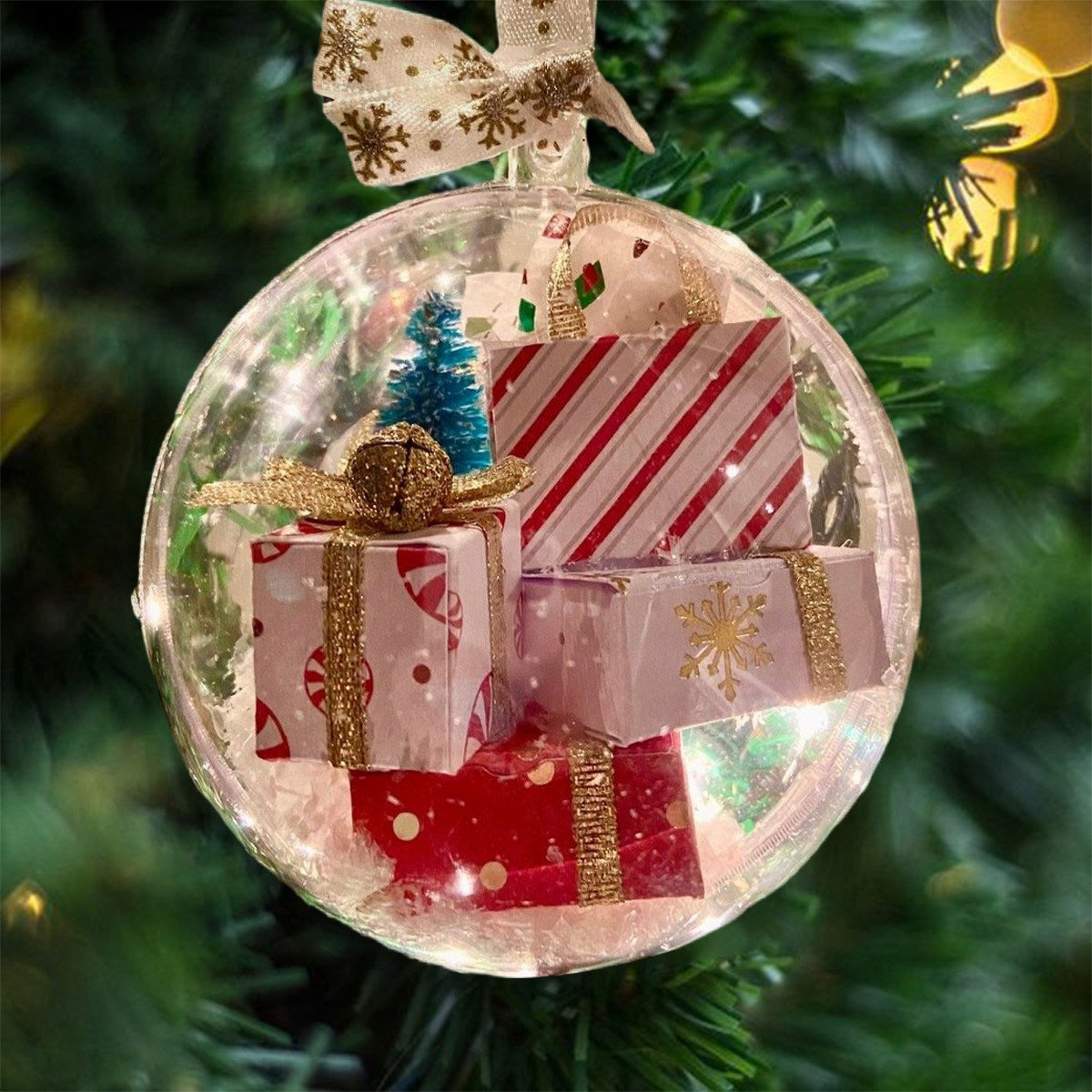 Fun Christmas Tree Ornament, Mini Wrapped PVC Transparent Ball Ornament, Suitable For Family Christmas Gifts