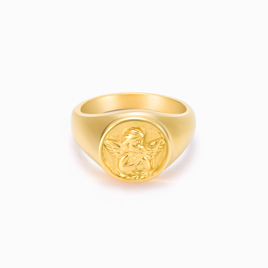 The Day I Lost You Gold Memorial Angel Ring