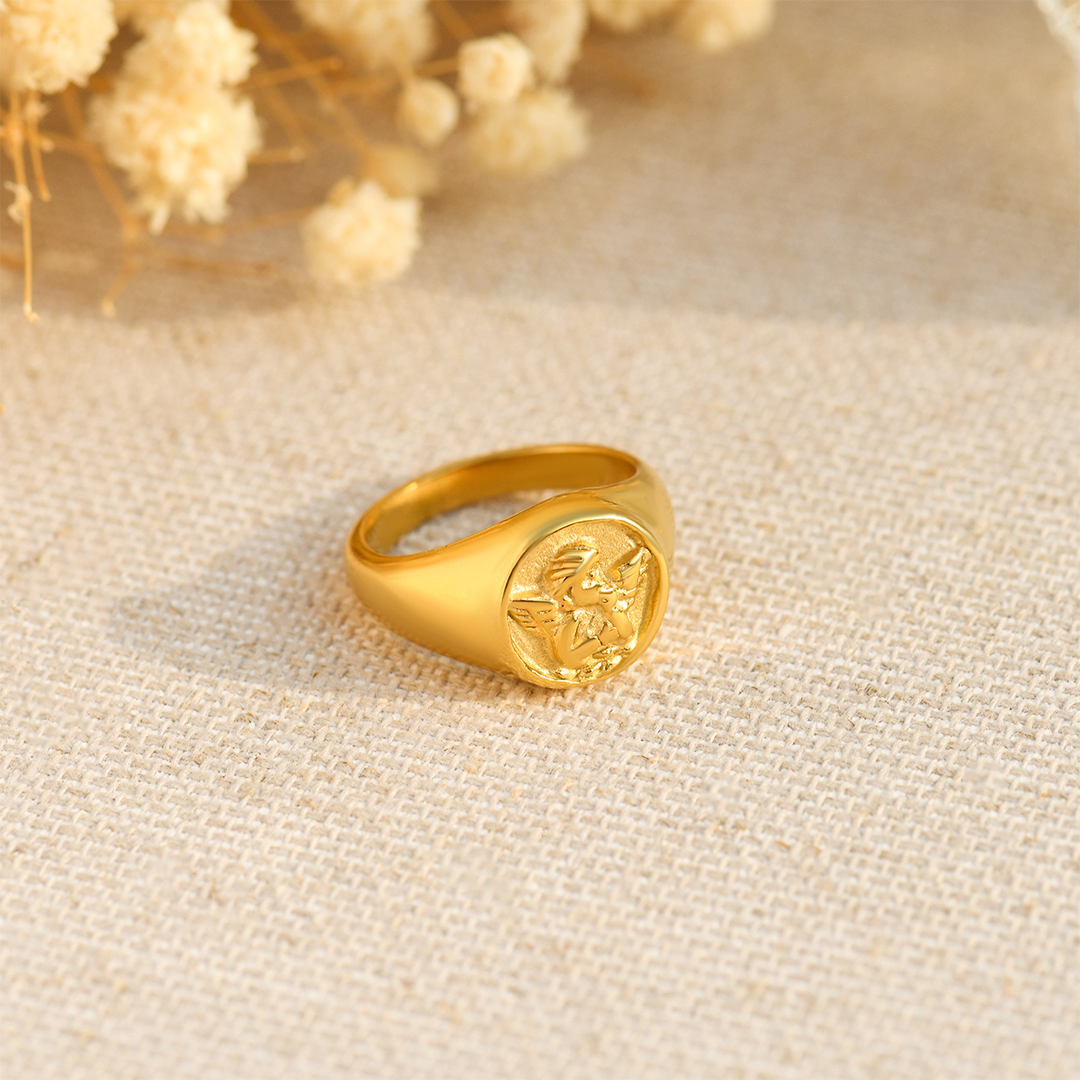 The Day I Lost You Gold Memorial Angel Ring