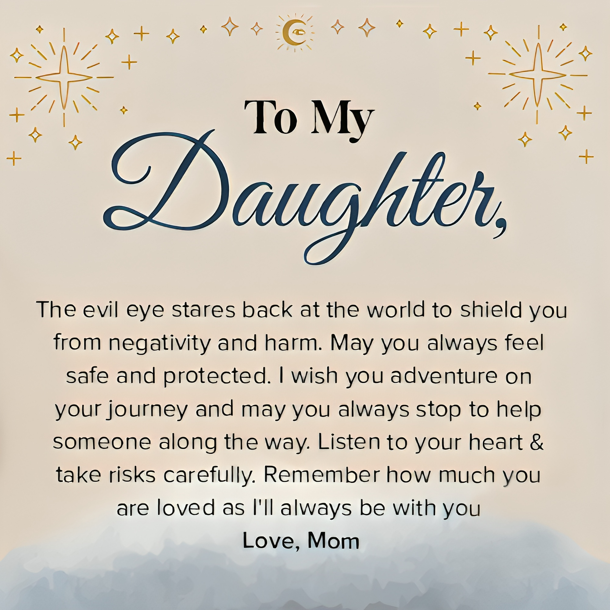 To My Daughter Heart and Evil Eye Ring