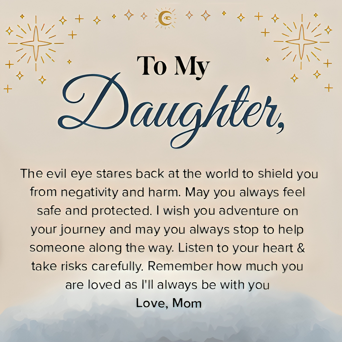 To My Daughter Heart and Evil Eye Ring