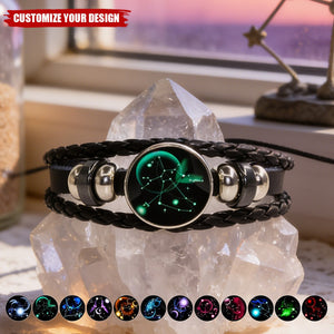 Zodiac Bracelet - Adjustable Leather Astrology Jewelry