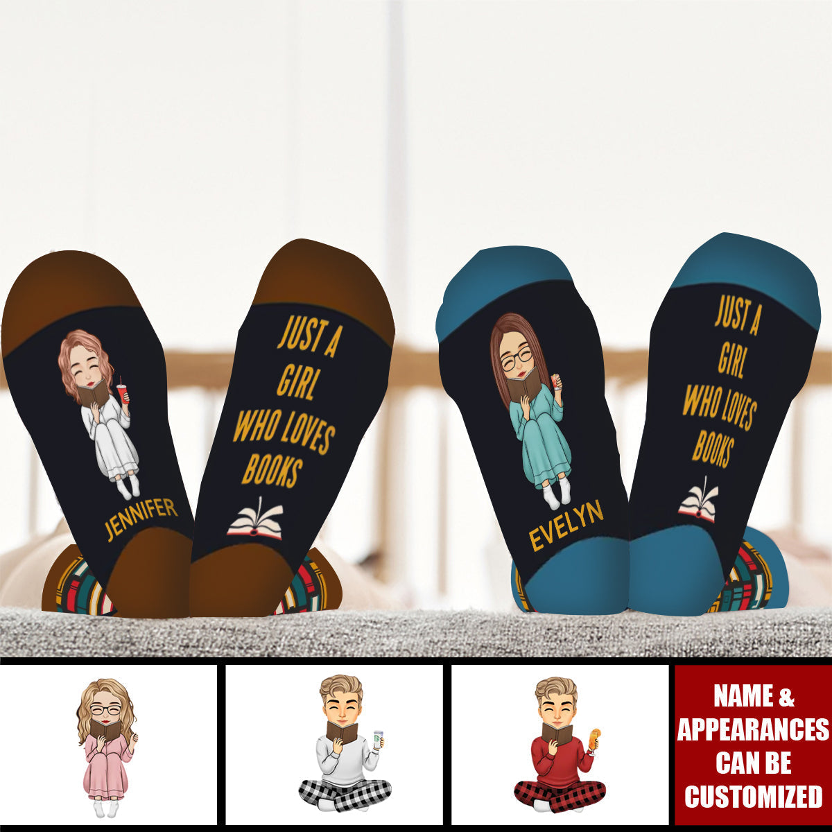 Shhh... I'm reading - Personalized Crew Socks, Bookish Gifts For Book Lovers, Bookworms, Readers