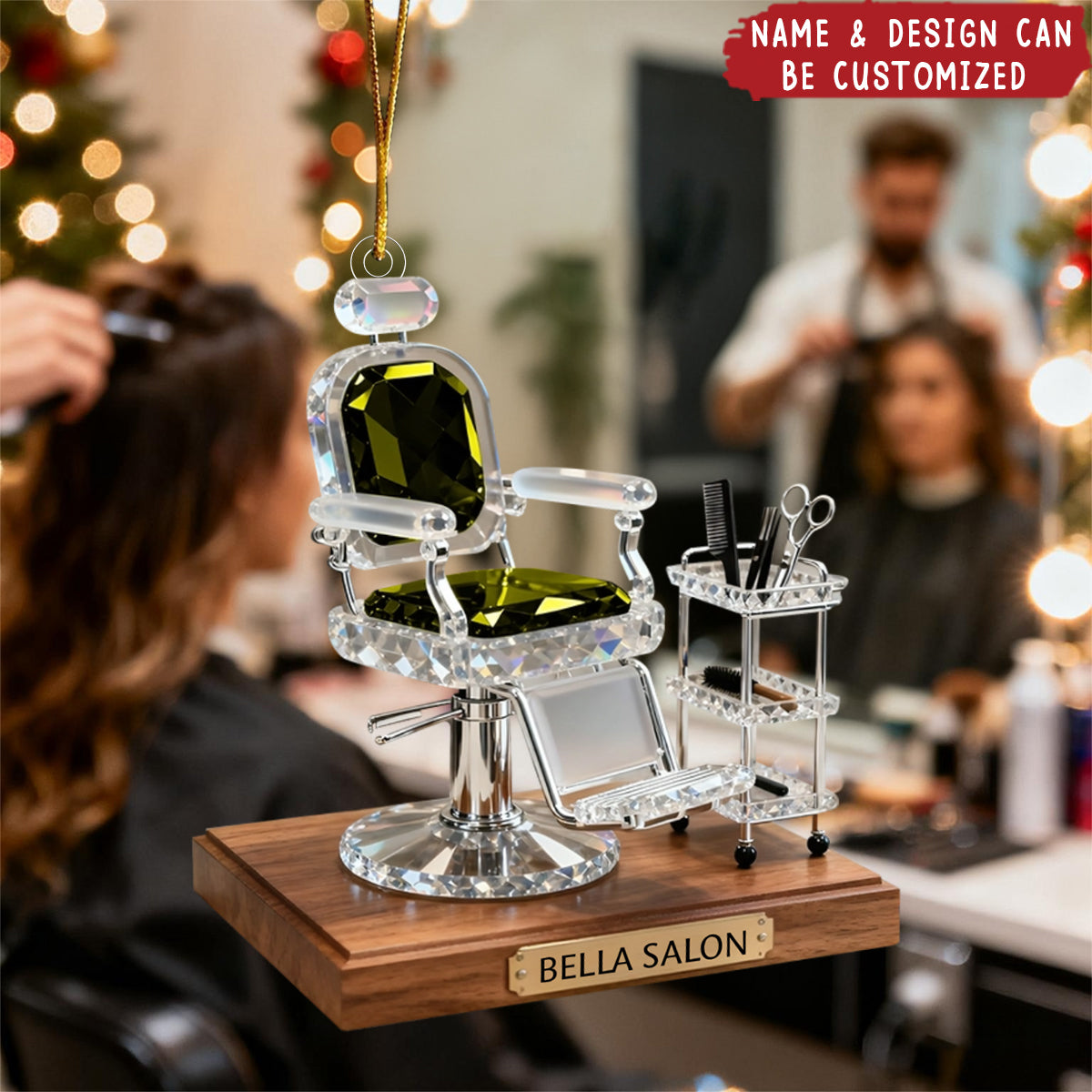 Salon Barber Chair - Personalized Acrylic Hairdresser Ornament, Gift for Hairstylist, Barber, Beauty Lover
