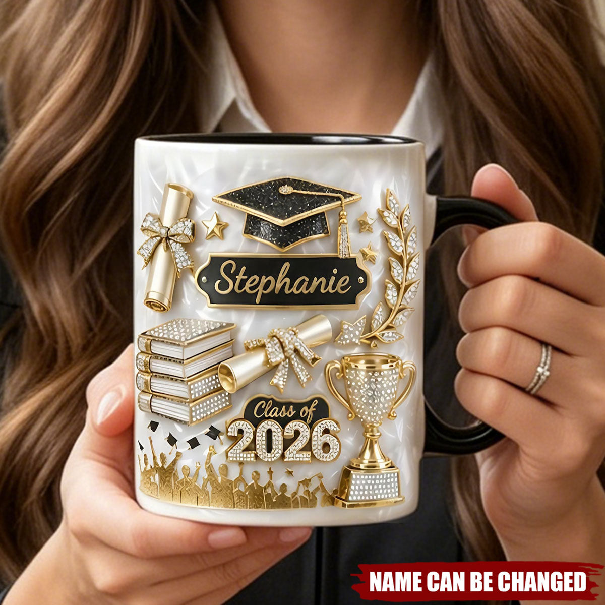 3D Effect Class Of Graduation - Personalized Mug, Perfect Graduation Gift