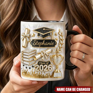 3D Effect Class Of Graduation - Personalized Mug, Perfect Graduation Gift