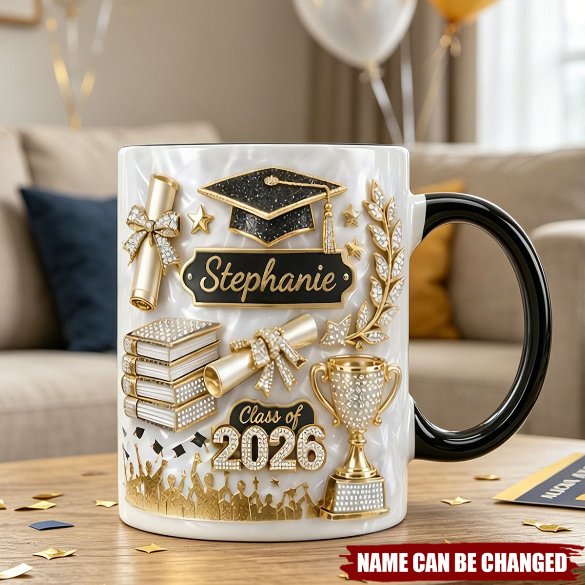 3D Effect Class Of Graduation - Personalized Mug, Perfect Graduation Gift