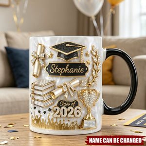 3D Effect Class Of Graduation - Personalized Mug, Perfect Graduation Gift