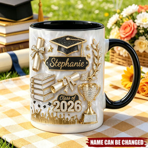 3D Effect Class Of Graduation - Personalized Mug, Perfect Graduation Gift