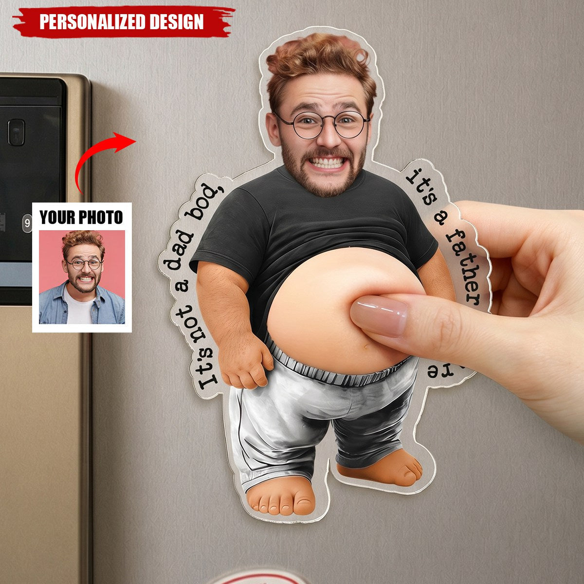 It’s Not A Dad Bod, It’s A Father Figure - Personalized Acrylic Fridge Magnet - Father's Day Gift For Dad, Husband, Grandpa