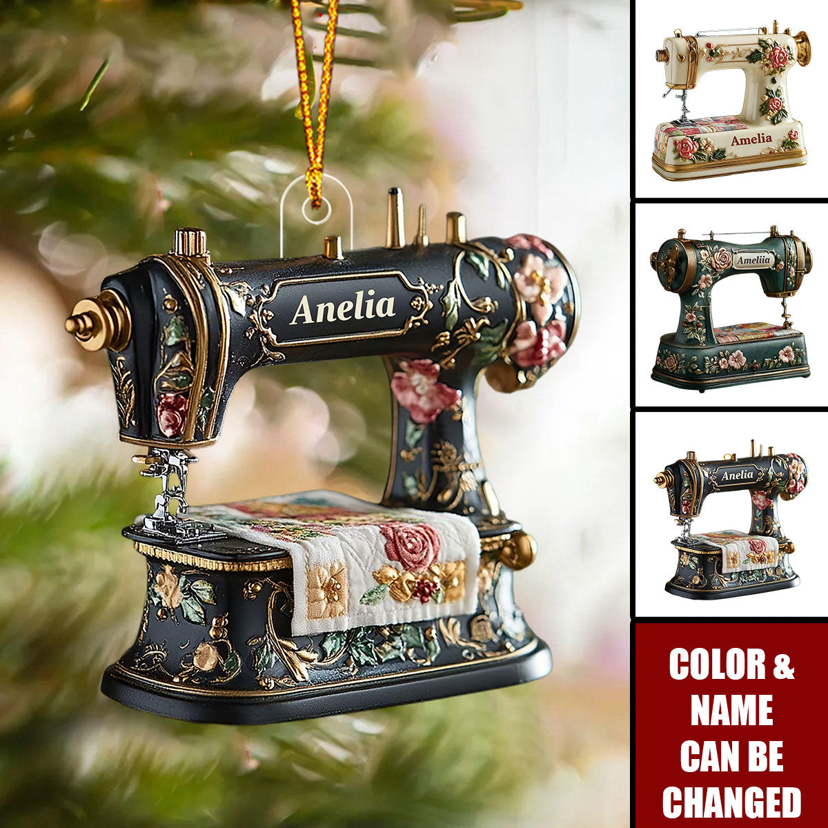 Custom Vintage Sewing Machine Ornament – Christmas Decor For Quilters And Sewing Lovers