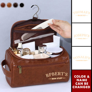 Man Stuff - Personalized Leather Toiletry Bag