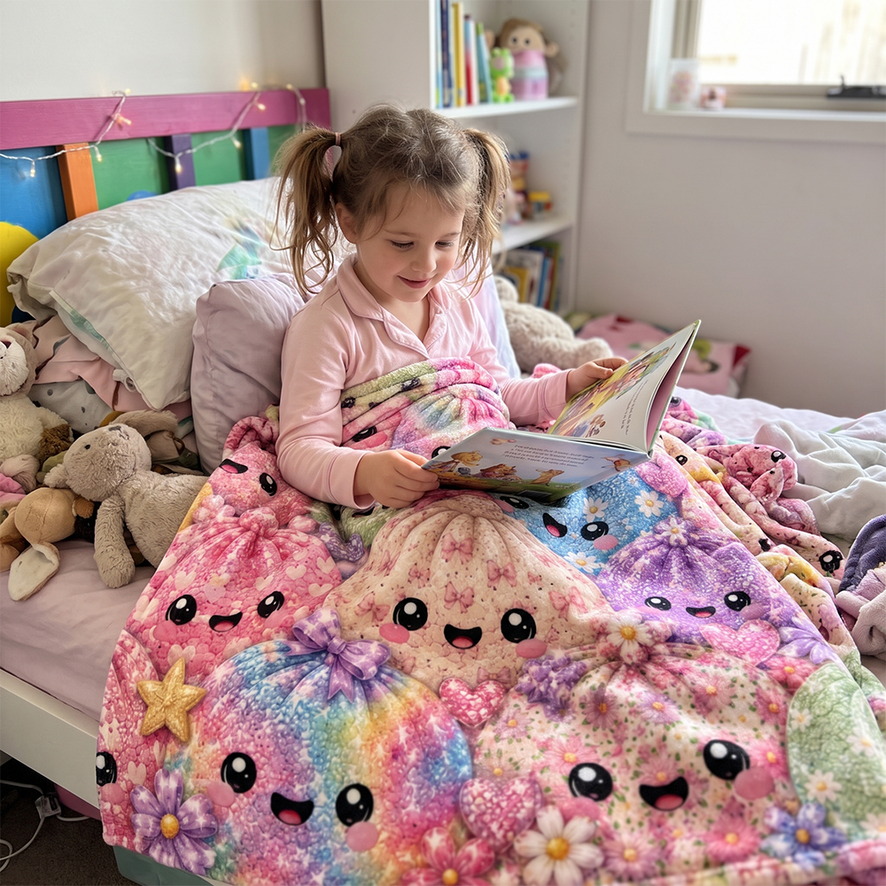 Cozy Dumpling Blanket, Kawaii Plush Blanket