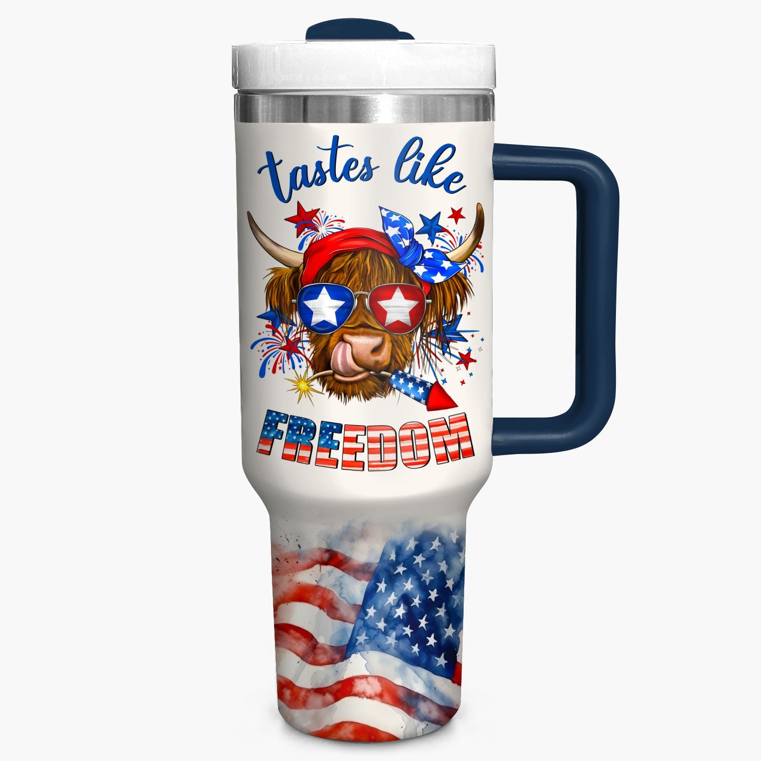 Tastes Like Freedom Highland Cow - Tumbler With Handle - Gift for Highland Cow Lover NCU0PT019