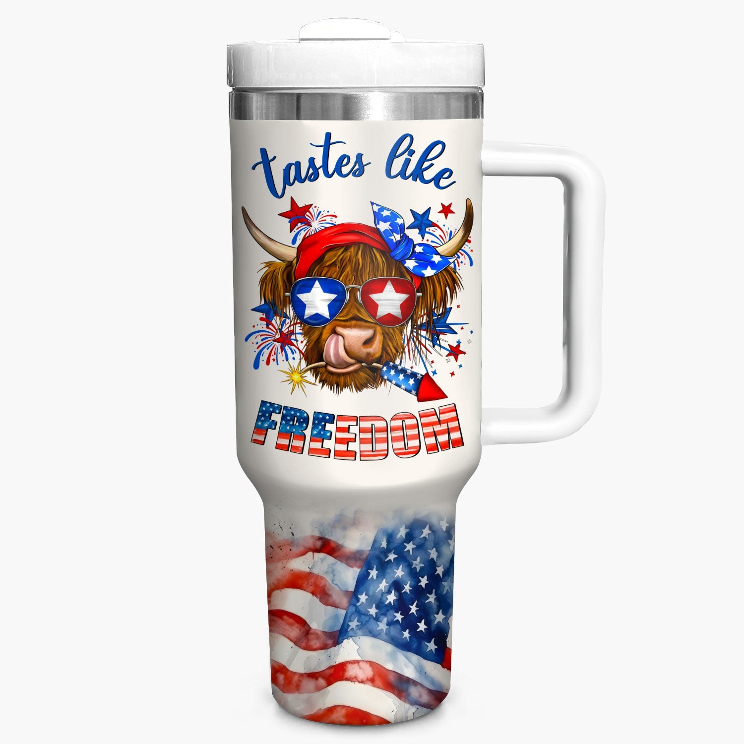 Tastes Like Freedom Highland Cow - Tumbler With Handle - Gift for Highland Cow Lover NCU0PT019