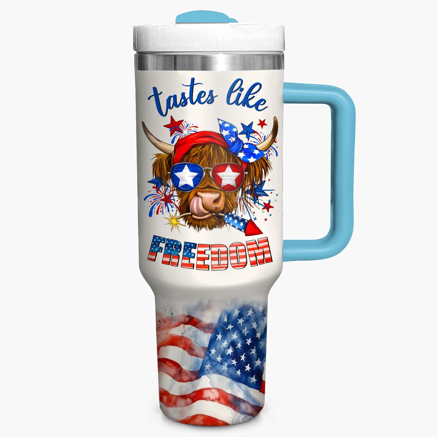 Tastes Like Freedom Highland Cow - Tumbler With Handle - Gift for Highland Cow Lover NCU0PT019