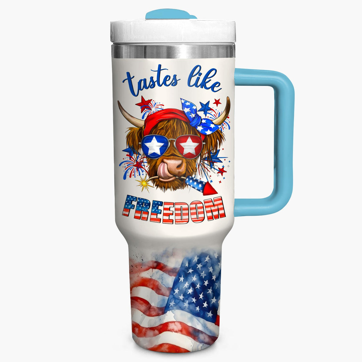 Tastes Like Freedom Highland Cow - Tumbler With Handle - Gift for Highland Cow Lover NCU0PT019