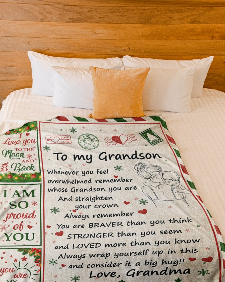 I Love You To The Moon And Back - Best Gift For Grandson Sherpa Fleece Blanket