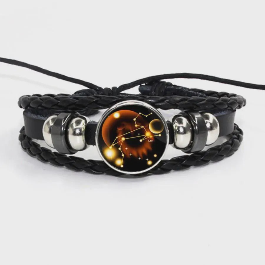 Zodiac Bracelet - Adjustable Leather Astrology Jewelry