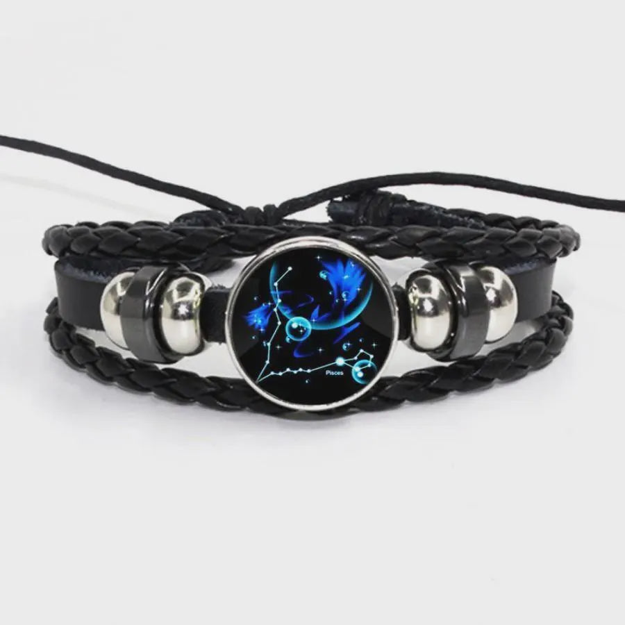 Zodiac Bracelet - Adjustable Leather Astrology Jewelry