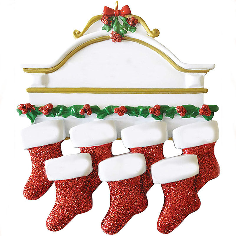 Resin Christmas Socks Family Nameplate Handwritten Christmas Ornament
