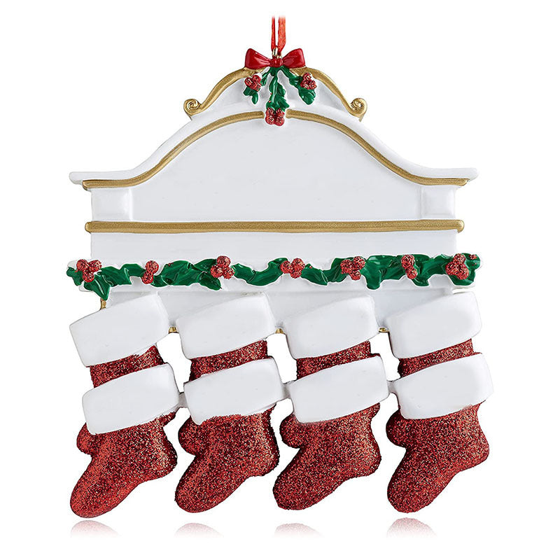 Resin Christmas Socks Family Nameplate Handwritten Christmas Ornament